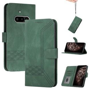 For Nothing Phone 3a Cubic Skin Feel Flip Leather Phone Case(Green)