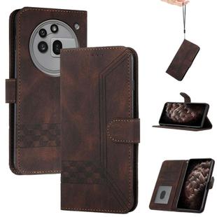For Nothing Phone 3a Pro Cubic Skin Feel Flip Leather Phone Case(Brown)