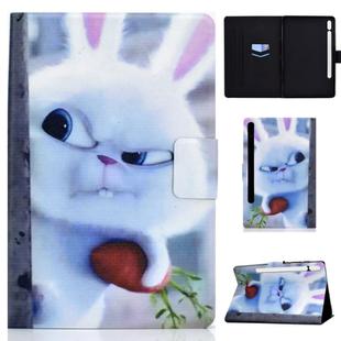 For Samsung Galaxy Tab S8 / Galaxy Tab S7 T870 Electric Pressed Colored Drawing Horizontal Flip Leather Case with Holder & Card Slots & Sleep / Wake-up function(White Rabbit)