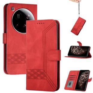 For Xiaomi 15 Ultra Cubic Skin Feel Flip Leather Phone Case(Red)