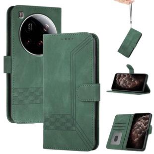 For Xiaomi 15 Ultra Cubic Skin Feel Flip Leather Phone Case(Green)