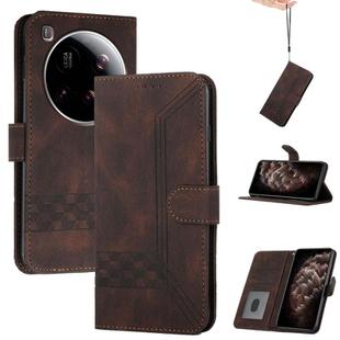 For Xiaomi 15 Ultra Cubic Skin Feel Flip Leather Phone Case(Brown)