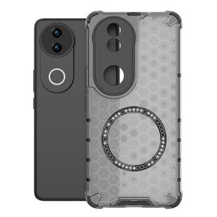 For vivo V50 5G Global Honeycomb Magnetic Ring Shockproof Phone Case(Black)