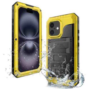 For iPhone 16 Four-proof Metal Hybrid Silicone Phone Case(Yellow)