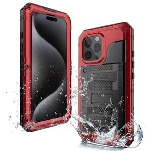 For iPhone 15 Pro Four-proof Metal Hybrid Silicone Phone Case(Red)