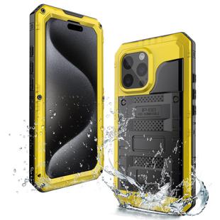 For iPhone 15 Pro Four-proof Metal Hybrid Silicone Phone Case(Yellow)