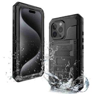 For iPhone 15 Pro Four-proof Metal Hybrid Silicone Phone Case(Black)