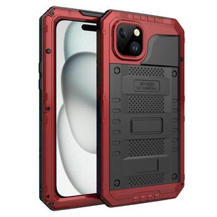 For iPhone 15 Plus Four-proof Metal Hybrid Silicone Phone Case(Red)
