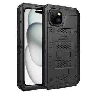 For iPhone 15 Plus Four-proof Metal Hybrid Silicone Phone Case(Black)