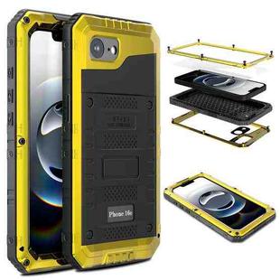 For iPhone 16e Four-proof Metal Hybrid Silicone Phone Case(Yellow)