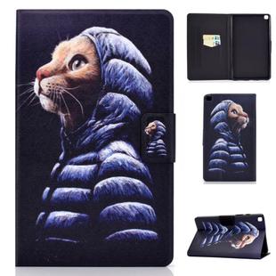 For Samsung Galaxy Tab S8 / Galaxy Tab S7 T870 Electric Horizontal TPU Painted Flat Leather Case with Sleep Function & Pen Cover & Card Slot & Holder(Little Yellow Cat)