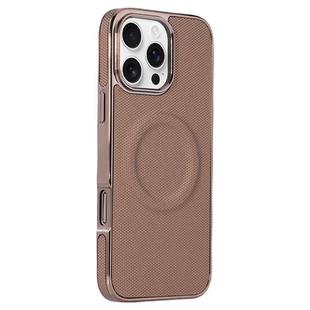 For iPhone 16 Pro Electroplating Soft Side Sticker Leather MagSafe Phone Case(Gold)