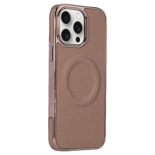 For iPhone 13 Pro Max Electroplating Soft Side Sticker Leather MagSafe Phone Case(Gold)