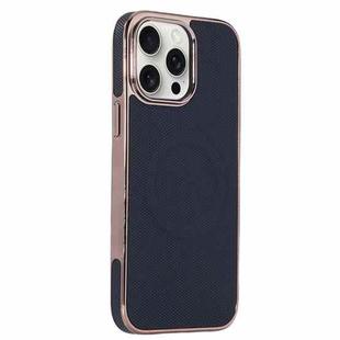 For iPhone 12 Pro Electroplating Soft Side Sticker Leather MagSafe Phone Case(Black)