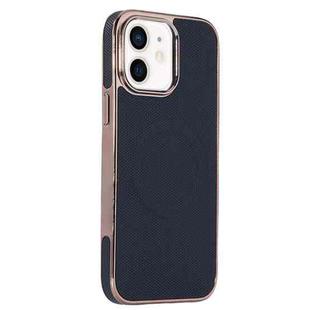 For iPhone 11 Electroplating Soft Side Sticker Leather MagSafe Phone Case(Black)