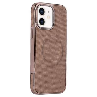 For iPhone 11 Electroplating Soft Side Sticker Leather MagSafe Phone Case(Gold)