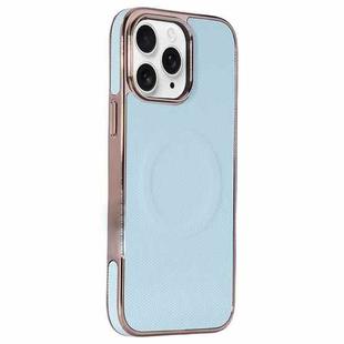 For iPhone 11 Pro Electroplating Soft Side Sticker Leather MagSafe Phone Case(Sky Blue)