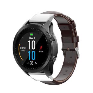 For Garmin QuickFit 22mm Kalebol Waxed Calfskin Leather Watch Band(Coffee)