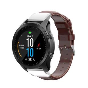 For Garmin QuickFit 22mm Kalebol Waxed Calfskin Leather Watch Band(Brown)