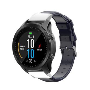 For Garmin QuickFit 26mm Kalebol Waxed Calfskin Leather Watch Band(Navy Blue)