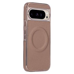 For Google Pixel 9 Pro XL Electroplating Soft Side Sticker Leather MagSafe Phone Case(Gold)