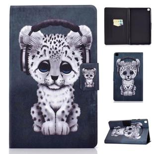 For Samsung Galaxy Tab A7 10.4 2020 T500 Colored Drawing Electric Pressed Horizontal Flip Leather Case, with Holder & Card Slots(Leopard)