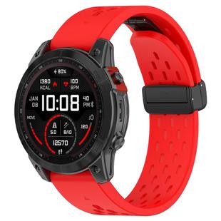 For Garmin QuickFit 22mm Kalebol Magnetic Buckle Silicone Watch Band(Red)