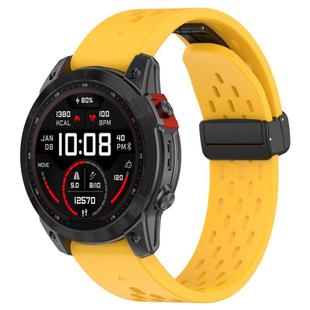 For Garmin QuickFit 22mm Kalebol Magnetic Buckle Silicone Watch Band(Yellow)