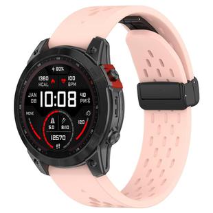 For Garmin QuickFit 26mm Kalebol Magnetic Buckle Silicone Watch Band(Light Pink)