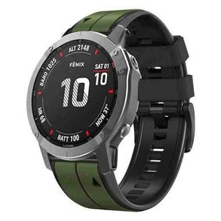 For Garmin QuickFit 22mm Kalebol Two-color Pin Silicone Watch Band(Army Green Black)