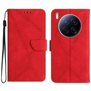 For Tecno Camon 40 Premier Stitching Embossed Leather Phone Case(Red)