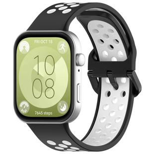 For Huawei Watch Fit3 Kalebol Two-tone Silicone Strap(Black White)