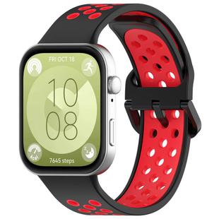 For Huawei Watch Fit3 Kalebol Two-tone Silicone Strap(Black Red)