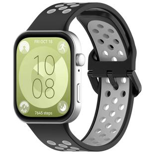 For Huawei Watch Fit3 Kalebol Two-tone Silicone Strap(Black Grey)