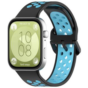 For Huawei Watch Fit3 Kalebol Two-tone Silicone Strap(Black Blue)