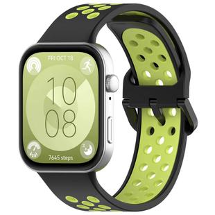 For Huawei Watch Fit3 Kalebol Two-tone Silicone Strap(Black Lime)