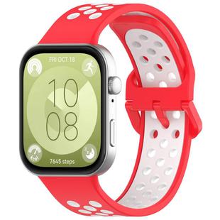 For Huawei Watch Fit3 Kalebol Two-tone Silicone Strap(Red White)