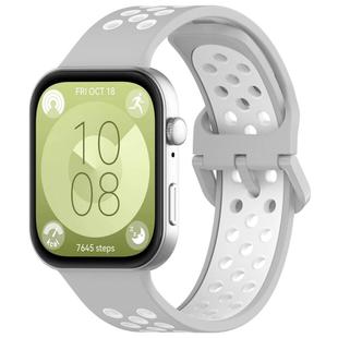 For Huawei Watch Fit3 Kalebol Two-tone Silicone Strap(Grey White)