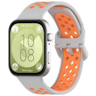 For Huawei Watch Fit3 Kalebol Two-tone Silicone Strap(Grey Orange)