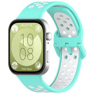 For Huawei Watch Fit3 Kalebol Two-tone Silicone Strap(Teal White)