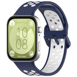 For Huawei Watch Fit3 Kalebol Two-tone Silicone Strap(Midnight Blue White)