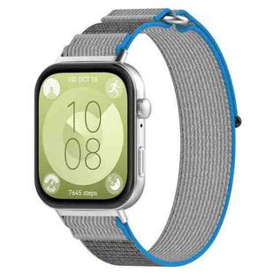 For Huawei Watch Fit3 Kalebol Wild Path Nylon Strap(Blue + Grey)