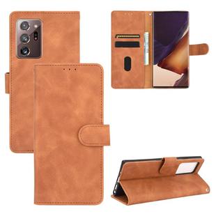 For Samsung Galaxy Note20 Ultra Solid Color Skin Feel Magnetic Buckle Horizontal Flip Calf Texture PU Leather Case with Holder & Card Slots & Wallet(Brown)