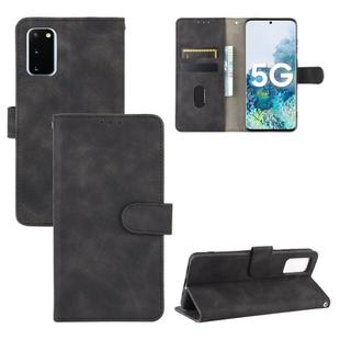 For Samsung Galaxy S20 5G Solid Color Skin Feel Magnetic Buckle Horizontal Flip Calf Texture PU Leather Case with Holder & Card Slots & Wallet(Black)