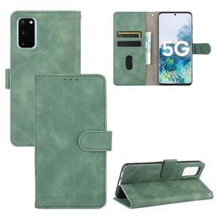 For Samsung Galaxy S20 5G Solid Color Skin Feel Magnetic Buckle Horizontal Flip Calf Texture PU Leather Case with Holder & Card Slots & Wallet(Green)