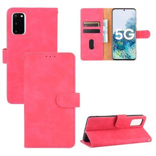 For Samsung Galaxy S20 5G Solid Color Skin Feel Magnetic Buckle Horizontal Flip Calf Texture PU Leather Case with Holder & Card Slots & Wallet(Rose Red)