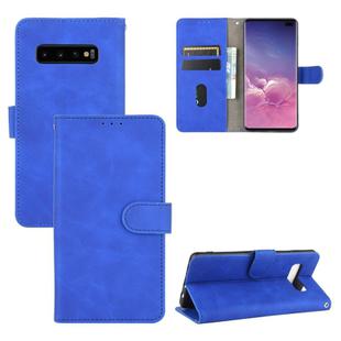 For Samsung Galaxy S10 Plus Solid Color Skin Feel Magnetic Buckle Horizontal Flip Calf Texture PU Leather Case with Holder & Card Slots & Wallet(Blue)