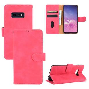 For Samsung Galaxy S10e Solid Color Skin Feel Magnetic Buckle Horizontal Flip Calf Texture PU Leather Case with Holder & Card Slots & Wallet(Rose Red)