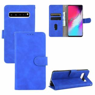 For Samsung Galaxy S10 5G Solid Color Skin Feel Magnetic Buckle Horizontal Flip Calf Texture PU Leather Case with Holder & Card Slots & Wallet(Blue)