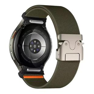 For Samsung Galaxy Watch 7 / 6 / 5 / 4 Press Button Connector Parachute Buckle Elastic Nylon Watch Band(Army Green)